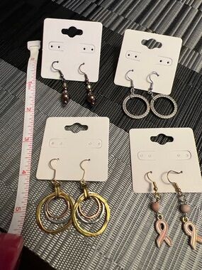 Layered Gold-Tone Hoop Dangle Earrings - hand made
$30/for 4 pair